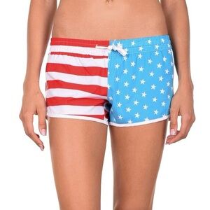 TIPSY ELVES - Summer Beach Board Shorts - American Flag ❤️🤍💙 🇺🇸